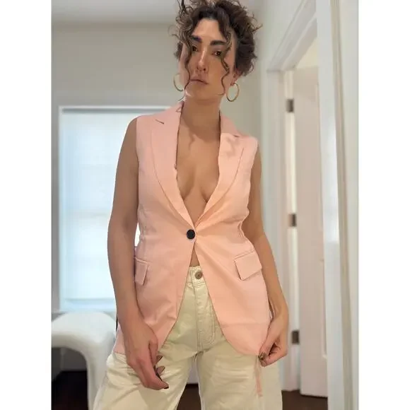 COS Slim Linen Waistcoat — Apricot (US 2) NWT - Picture 3 of 7